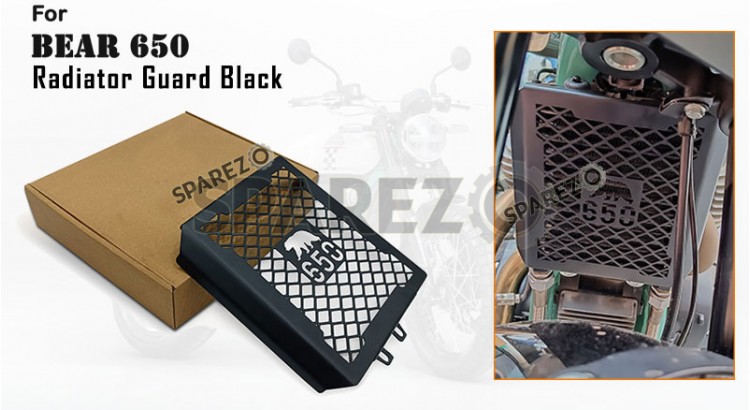 Fit For Royal Enfield Bear 650 Radiator Guard Grill Black - SPAREZO